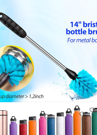 Holikme Bottle Brush Tube Cleaning Lab Set with Long Handle, Cup Cleaner for Washing Narrow Neck Beer Wine Decanter Pipes Lids Sinks Cap Covers, White