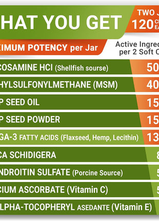 4oz Probiotics Powder + 240ct Hemp Glucosamine Joint Supplement Bundle - Relieves Diarrhea + Joint Pain Relief - Digestive Enzymes + Prebiotics + Omega 3, Hemp Oil + Chondroitin, MSM - Made in USA