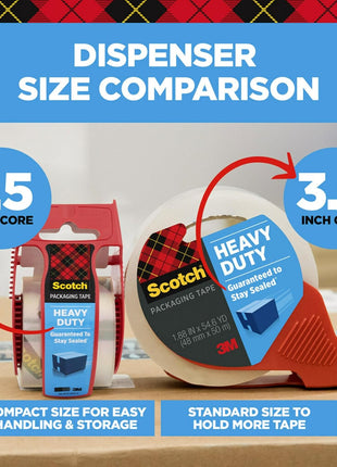 Scotch Heavy Duty Shipping Packing Tape, Clear, Shipping and Packaging Supplies, 1.88 in. x 54.6 yd., 6 Tape Rolls