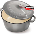 Mueller 6 Quart Enameled Cast Iron Dutch Oven, Heavy Duty Casserole and Braiser Pan with Lid and Knob, Safe for All Cooktops