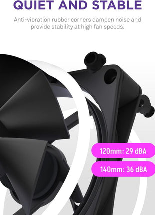 NZXT F140 RGB Duo - 140mm Dual-Sided RGB PC Case Fan - Black | 140mm dual-sided RGB fan with 20 addressable LEDs. Balanced airflow and static pressure, CAM-synced lighting.