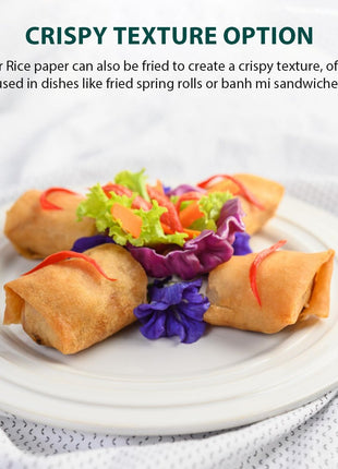 Soeos Rice Paper, White Rice Paper Wrappers, 1 Pack, 34 Sheets Fresh Spring Roll Wrappers & Dumplings, Non GMO, Gluten Free, Low Carb, Vietnamese Rice Wraps (Round, 22cm)