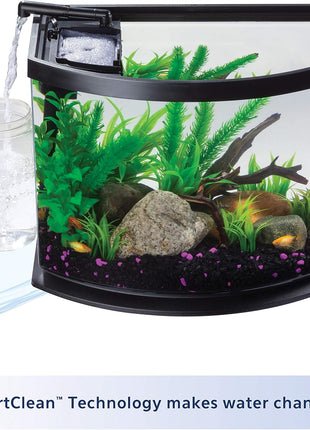 Aqueon LED MiniBow Small Aquarium Fish Tank Kit with SmartClean Technology, Black, 5 Gallon