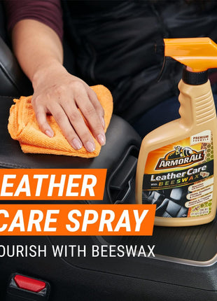 Armor All Car Leather Cleaner Spray, Beeswax Leather Care Spray for Cars, Trucks, Motorcycles, 16 Oz Each