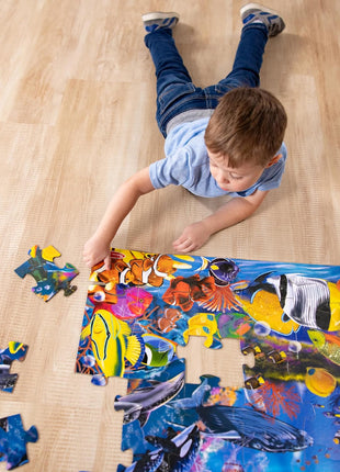 Melissa & Doug Underwater Ocean Floor Puzzle, 48 pc Jumbo Jigsaw Puzzle, Educational Screen Free Activity for Toddler, Preschoolers and Kids Ages 3+ (2 x 3 Feet) - FSC Certified