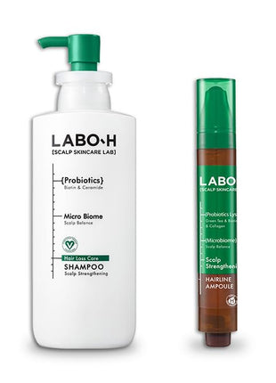 LABO-H Scalp Strengthening Shampoo with Scalp Strengthening Roll-On Serum for Hair Growth & Anti-Loss | Vegan Korean Haircare with Rosemary Oil