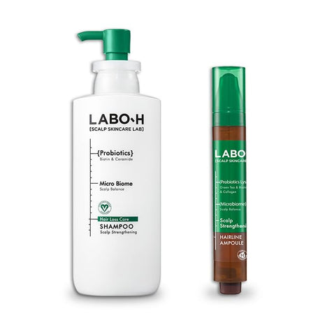 LABO-H Scalp Strengthening Shampoo with Scalp Strengthening Roll-On Serum for Hair Growth & Anti-Loss | Vegan Korean Haircare with Rosemary Oil