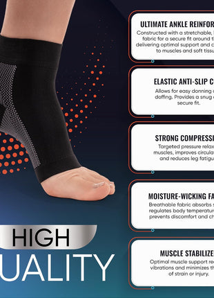PhysFlex Ankle Brace Socks - Ankle Compression Sleeve - Foot Brace for Women & Men - Tendonitis & Arthritis Ankle Support Sports Running, Plantar Fasciitis Relief & Stabilizing Ankle Wrap
