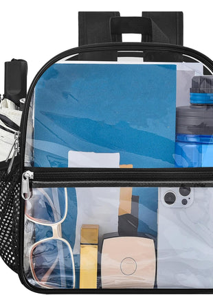 Oraben Clear Backpack Stadium Approved, 12 x 6 x 11 in, Small Transparent Backpack for Concerts, Sports Events, Festivals, Travel, Waterproof PVC, Adjustable Straps, Women Men