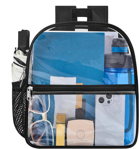 Oraben Clear Backpack Stadium Approved, 12 x 6 x 11 in, Small Transparent Backpack for Concerts, Sports Events, Festivals, Travel, Waterproof PVC, Adjustable Straps, Women Men