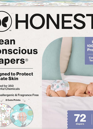 The Honest Company Daytime Diapers, All the Alpacas, Size Newborn, 72 Count