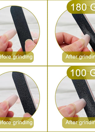 HeeYaa Nail File 10 PCS Professional Double Sided 100/180 Grit Nail Files Emery Board Black Manicure Pedicure Tool and Nail Buffering Files
