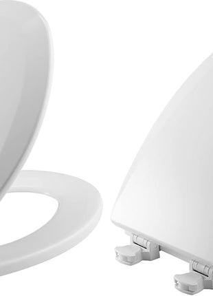 BEMIS 500EC 390 Toilet Seat with Easy Clean & Change Hinges, 1 Pack Round, Cotton White | Durable enameled wood resists chipping & scratching, fits all standard round toilets, Made in USA, 500EC 390