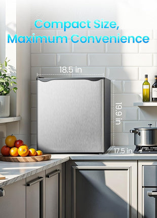 Anypro Fridge with Freezer 1.84 Cu.Ft Single Door Refrigerator with 5 Level Temperatures, Adjustable Shelves, Energy Saving, Low Noise for Dorm, Office, Bedroom, Silver
