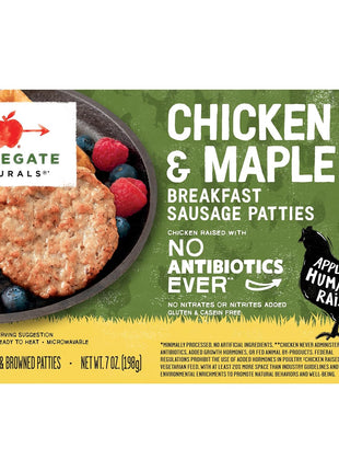 Applegate, Natural Chicken & Maple Breakfast Sausage Patties, 7 oz (Frozen)