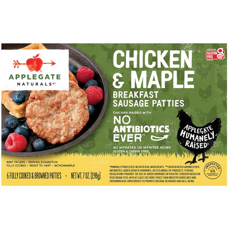 Applegate, Natural Chicken & Maple Breakfast Sausage Patties, 7 oz (Frozen)