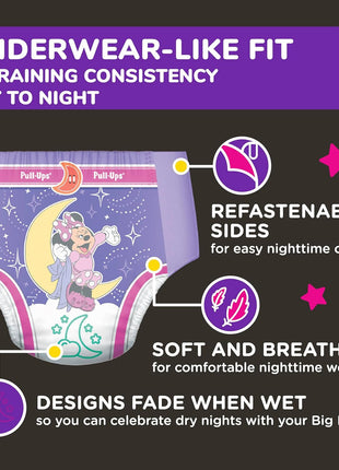 Pull-Ups Girls' Night-Time Potty Training Pants, Size 4T-5T Overnight Training Underwear (38-50 lbs), 52 Ct