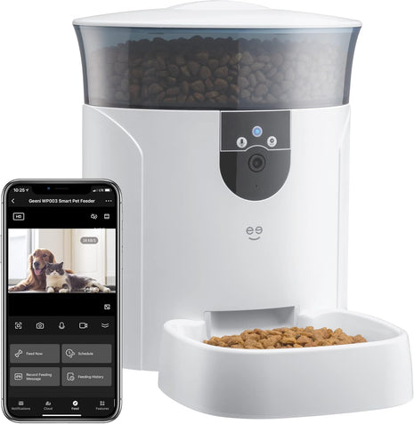 Geeni 7L Automatic Cat & Dog Feeder with Smart Pet Camera, Timer & Voice | Wi-Fi control, 1080p HD video, schedule feedings, voice messages, works with Alexa & Google Home