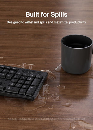 Belkin Wireless Keyboard and Mouse with USB-A Receiver - Keyboard Set w/Wireless Mouse, Ergonomic Design for Home, Office, Desk, Compatible with Laptop, PC, Windows - Batteries Included - Black