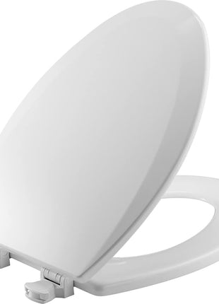 BEMIS 500EC 390 Toilet Seat with Easy Clean & Change Hinges, 1 Pack Round, Cotton White | Durable enameled wood resists chipping & scratching, fits all standard round toilets, Made in USA, 500EC 390