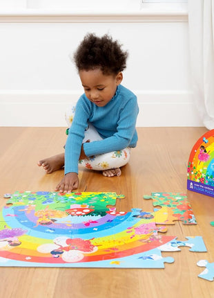 Crocodile Creek 36-Piece Jigsaw Floor Puzzle - Fun Floor Puzzles for Kids Ages 3-5 - Heavy-Duty Shaped Box for Storage - Over The Rainbow - 24" W x 18" H Finished