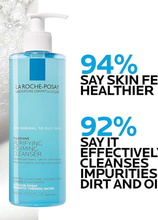 La Roche-Posay Toleriane Purifying Foaming Facial Cleanser, Oil Free Face Wash for Oily Skin and for Sensitive Skin with Niacinamide, Pore Cleanser Won't Dry Out Skin, Unscented