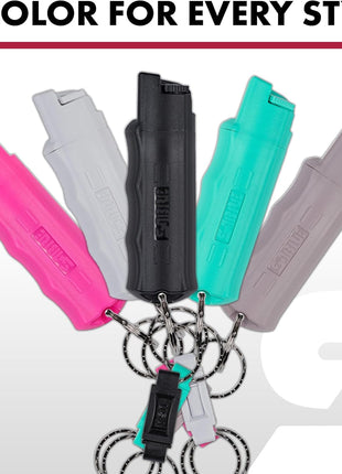 SABRE 3-in-1 Defense Spray – Pepper Spray, Tear Gas & UV Dye, Quick Release Keychain for Easy Carry, Finger Grip for Aim, 3X Longer Spray Time (Up to 10 Seconds), Max Police Strength, 0.54 fl oz