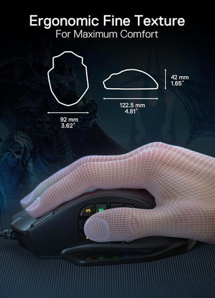 Redragon M908 Impact RGB LED MMO Gaming Mouse with 12 Side Buttons, Optical Wired Ergonomic Mouse with Max 12,400DPI, High Precision, 18 Programmable Macro Shortcuts, Comfort Grip