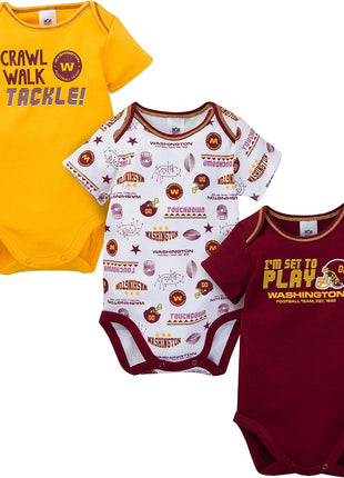 Gerber NFL Unisex-Baby NFL Team 3 Pack Short Sleeve Onesie Bodysuit