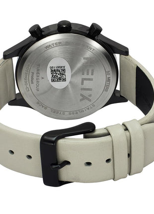 Helix by Timex Analog Watch for Man with Beige Round Dial & Beige Leather Strap Band Water Resistant Men's Wrist Watches - TW003HG30