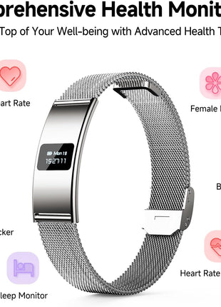 Smart Bracelet, Subscription-Free 24/7 Health Tracking, Heart Rate, SpO2, HRV & Sleep Tracker with IPX8 Waterproof, Wearable Activity & Fitness Tracker, 7-Day Battery, 2 Bands
