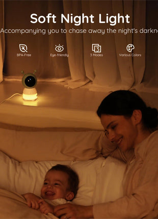 BOIFUN 2026 Upgraded 2K WiFi Baby Monitor with Camera and Audio, Smart Night Light, APP & 5inch Split-Screen Control, Motion/Cries/Sound/Custom Alarm Zone Detect, Auto Tracking, Humidity Temp Detect