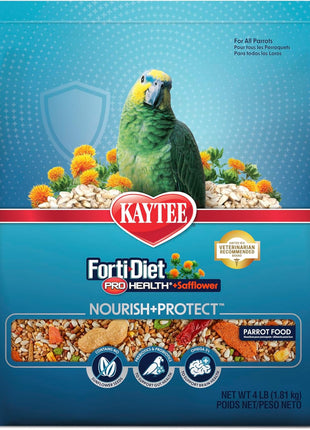 Kaytee Forti-Diet Pro Health+Safflower Nourish+Protect Parrot Food, Supports Breeding and Molting, Nutrition Backed by Science, Digestive and Brain Health, 4 pounds