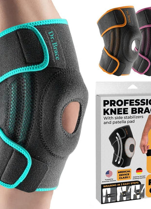 DR. BRACE ELITE Knee Brace with Side Stabilizers & Patella Gel Pads for Maximum Knee Pain Support and fast recovery for men and women-Please Check How To Size Video (Mercury, Large)