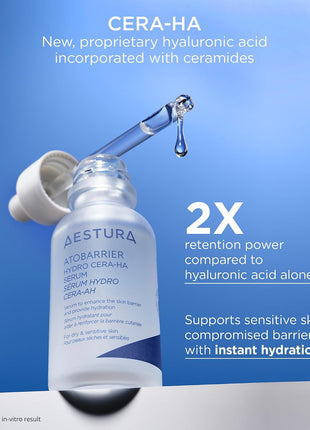 AESTURA ATOBARRIER365 Hydro CERA-HA Korean Face Serum with Ceramides, Hyaluronic Acid & Niacinamide | Lightweight Hydrating Serum for Barrier Repair & Glow For Dry & Sensitive Skin, 30ML / 1.01 fl.oz.