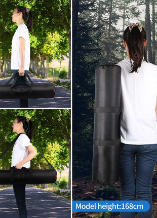 HEMMOTOP Tripod Case, 31.5x7 in Heavy Duty Tripod Bag with Shoulder Strap and Handle, All Sides 0.4in Thick Padded Carrying Case with Two Zippered Pockets for Speaker Stand, Monopod - R08018 Black