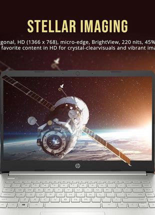 HP Stream 14 inch HD BrightView Laptop, Intel Celeron N4120, 16GB RAM, 416GB Storage (128GB eMMC + 288GB Docking Station Set), Intel UHD Graphics, 720p Camera, Wi-Fi, 1 Year Office 365, Win 11 S, Silver