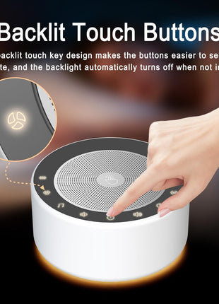 Kipcush White Noise Sound Machine with Nursery Lamp, Mood Lighting, 7 Colour Night Light, 30 Soothing Sounds for Baby/Adult. Timer, Plug in, Memory Function, Touch Control