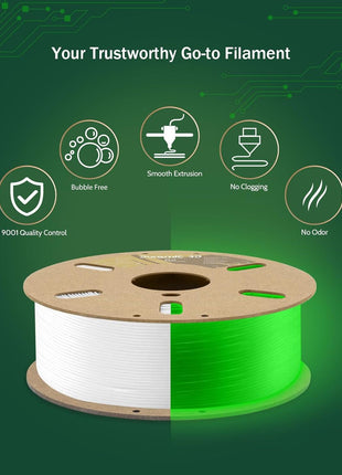 DURAMIC 3D PLA Glow Green in The Dark Filament 1.75mm 1Kg, 3D Printing Luminous Filament 1.75mm Dimensional Accuracy  0.02 mm, Fit Most FDM 3D Printers