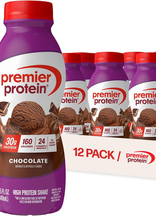 Premier Protein Shake, Chocolate, 30g Protein 1g Sugar 24 Vitamins Minerals Nutrients to Support Immune Health, 11.5 fl oz (Pack of 12)