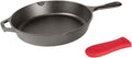 Lodge 12 Inch Cast Iron Skillet with Red Silicone Hot Handle Holder ??Pre Seasoned Frying Pan for Stove, Oven, Grill & Campfire ??Made in the USA ??Durable, Nonstick Cast Iron Cookware ??Black