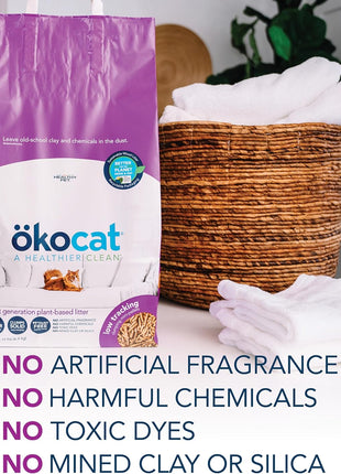 ökocat Less Mess Low Tracking Wood Clumping Cat Litter Mini- Pellets, Unscented, 14.8 pounds - Natural Ingredients, Stops Odor, Clumps Solid, 99% Dust Free, Great for Long-Hair Breeds, All Cats