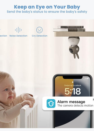 ieGeek 2K Split-Screen Baby Monitor, 5inch Audio Baby Monitor with 2 Cameras, WiFi Smartphone Video Dual Camera, Night Vision, Motion & Cry Detection, Two Way Talk Temper &Humidity Sensor