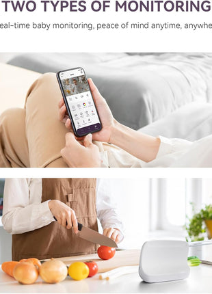 Comfyer Hybrid Video No WiFi & Smart WiFi Baby Monitor - 5inch 1080P Split Screen & 2K Camera App Control, Motion Alerts, Sound Detection, HD Night Vision, 5050mAh Battery,Triple Security, 1600ft Range