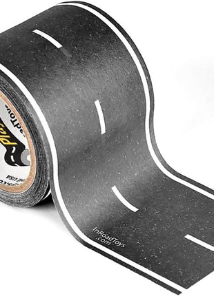 PlayTape Road Tape for Toy Cars - Sticks to Flat Surfaces, No Residue; 2 inch Wide x 30 ft Asphalt Road