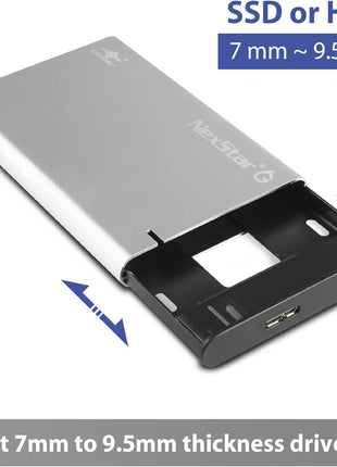 Vantec NexStar 6G, 2.5" SATA III to USB 3.2 Gen1 External SSD/HDD Enclosure, ID: Silver (NST-268S3-SV)