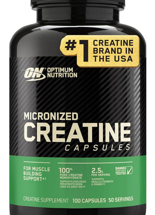 Optimum Nutrition Micronized Creatine Monohydrate Capsules, Keto Friendly, 2500mg, 100 Capsules