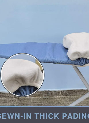 VividPaw Ironing Board Cover and Pad, Standard Size 15x54, Thick Padding | Elastic Edge, Silicone Coated, Scorch Resistant, Adjustable Fastener, Heavy Duty Padded Iron Board Covers (Blue)