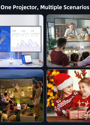 Mini Projector, Portable Projector 4K & Full HD 1080P Support, 270° Rotation Outdoor Projector, Movie Projector Compatible with Smartphone, TV Stick, Laptop, PS4, HDMI, USB
