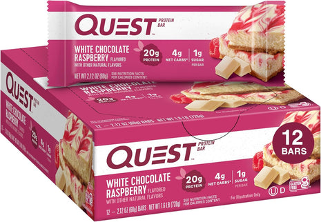 Quest Nutrition White Chocolate Raspberry Protein Bars, 12 Count